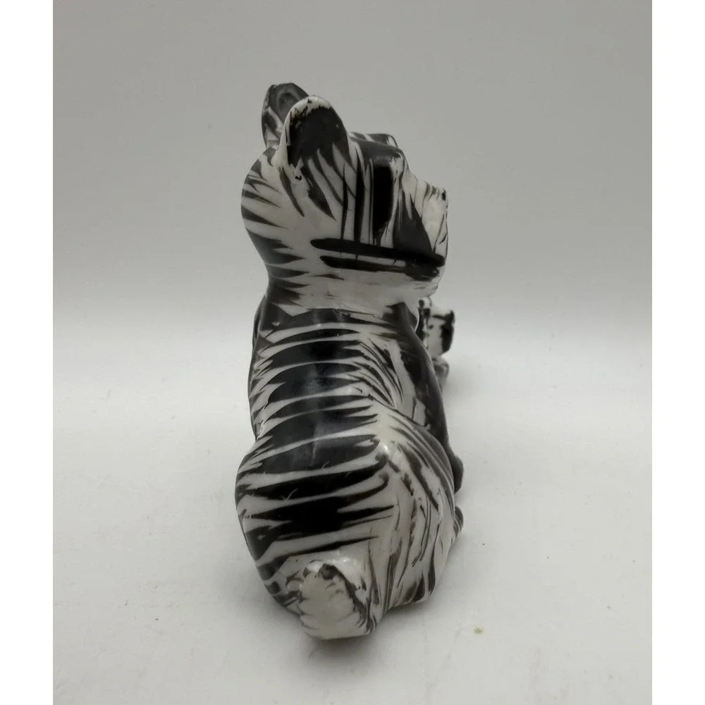 Vintage Japan Scottie Dog Figurine Black White Terrier‎ Pair 2.5